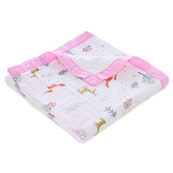 New Jay & Ava Baby/Toddler Muslin 100% Cotton Blanket - Pink Deer - Picture 1 of 6